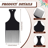 Rotupap Afro Hair Comb - 3pcs Plastic Afro Pick Hair Comb - Wide Tooth Smooth Afro Pick Comb - Afro Comb For Detangling And Styling,For Curly,Frizzy,Wavy&Afro Hair,Wide Tooth Comb Hairdressing Styling Tool
