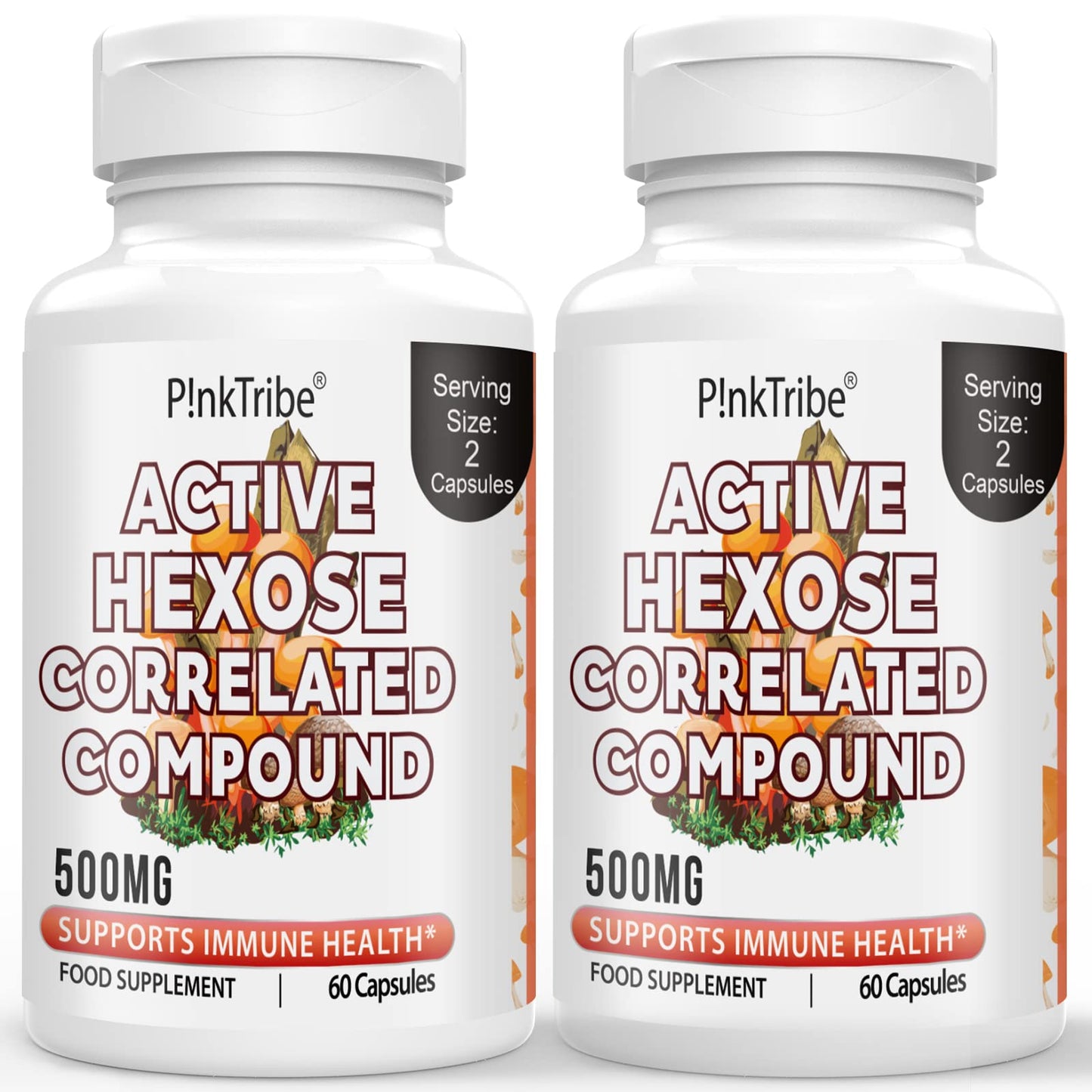 Active Hexose Correlated Compound 500mg - Supports Immune Health, Liver Function & T-Cell/Natural Killer Cell Activity - 120 Veggie Capsules (Pack of 2)