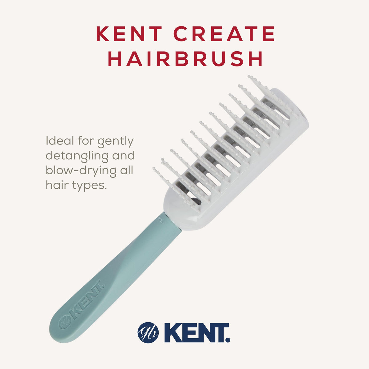 KENT Kent Brushes Kent Create, Tunnel Vented Hairbrush KCR3, Ideal for Detangling and Blow-Drying, Suitable For All Hair Types