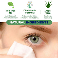 One Step Tea Tree Oil Eyelid Wipes, 60 Sachets, Natural, Aloe, Chamomile Daily Cleanser, Soothe, Relieve for Dry, Irritated, Tired, Itchy Eyes