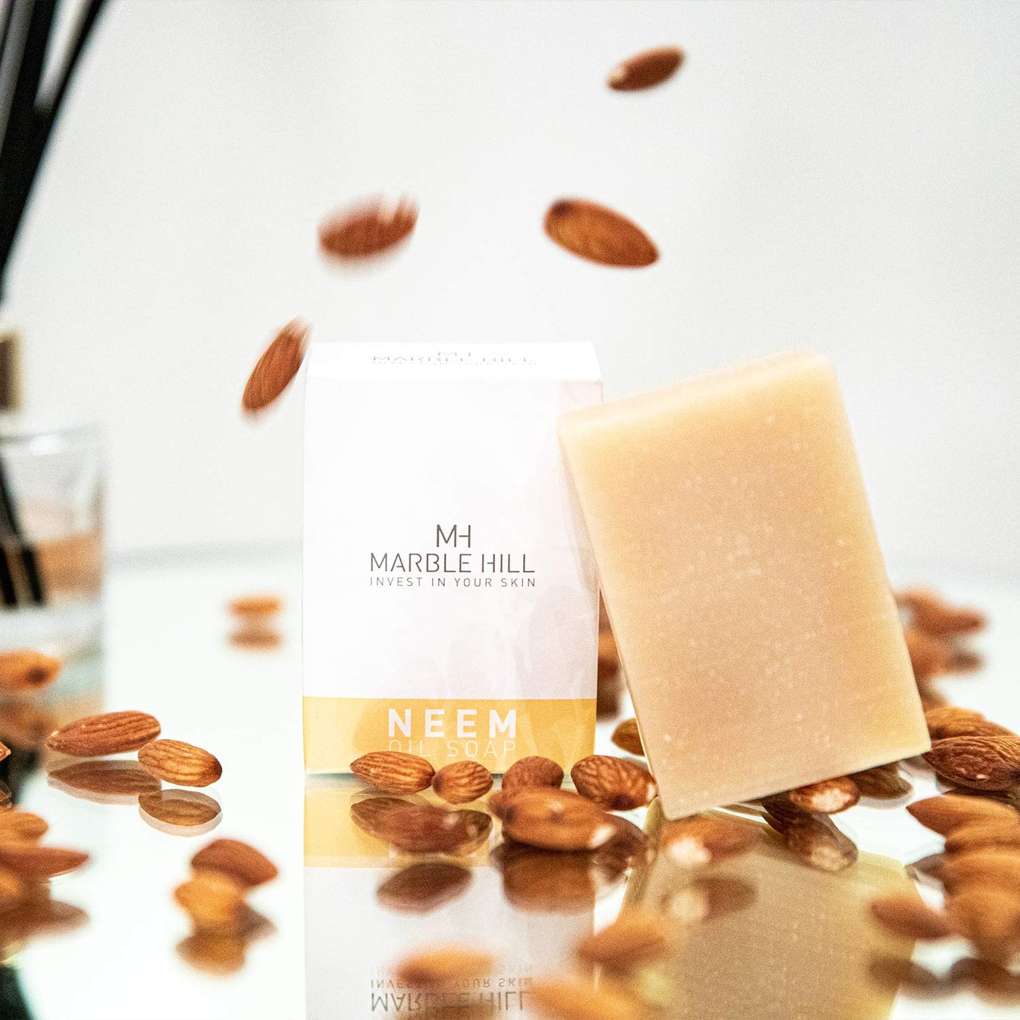 Marble Hill Neem Oil Soap Bar “Fabulously Moisturising - Sunday Times” Dry Sensitive Eczema-Prone Skin Psoriasis Natural Cleanser for Face Hands, Body All Ages with Shea Butter Vitamin E 100g