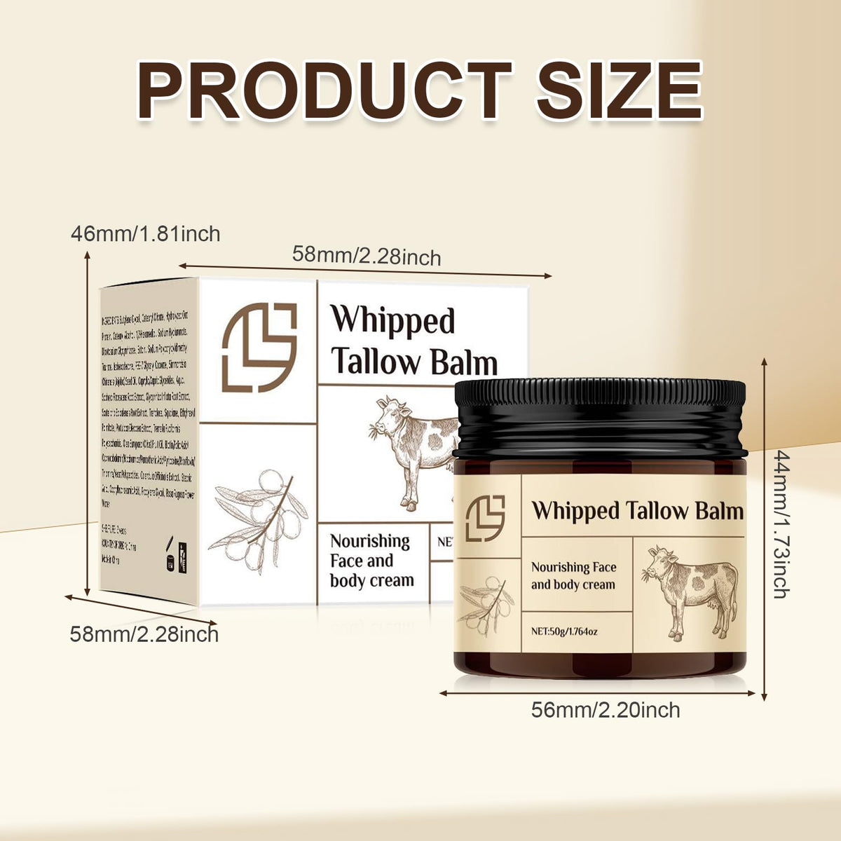 MADGININE 50g Tallow Face Cream Tallow Beef Tallow Moisturiser Beef Tallow for Skin Tallow and Honey Balm Gentle and Moisturizing Face and Body Tallow Cream, Suitable for All Skin Types, A Thoughtful Gift