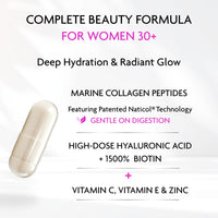 V Vitamini Fast-Absorbing Collagen Supplements for Women - High Strength Marine Collagen with Hyaluronic Acid, Biotin, Vitamin C & E - Supports Radiant Skin, Hair & Nails - UK Made - 90 Capsules