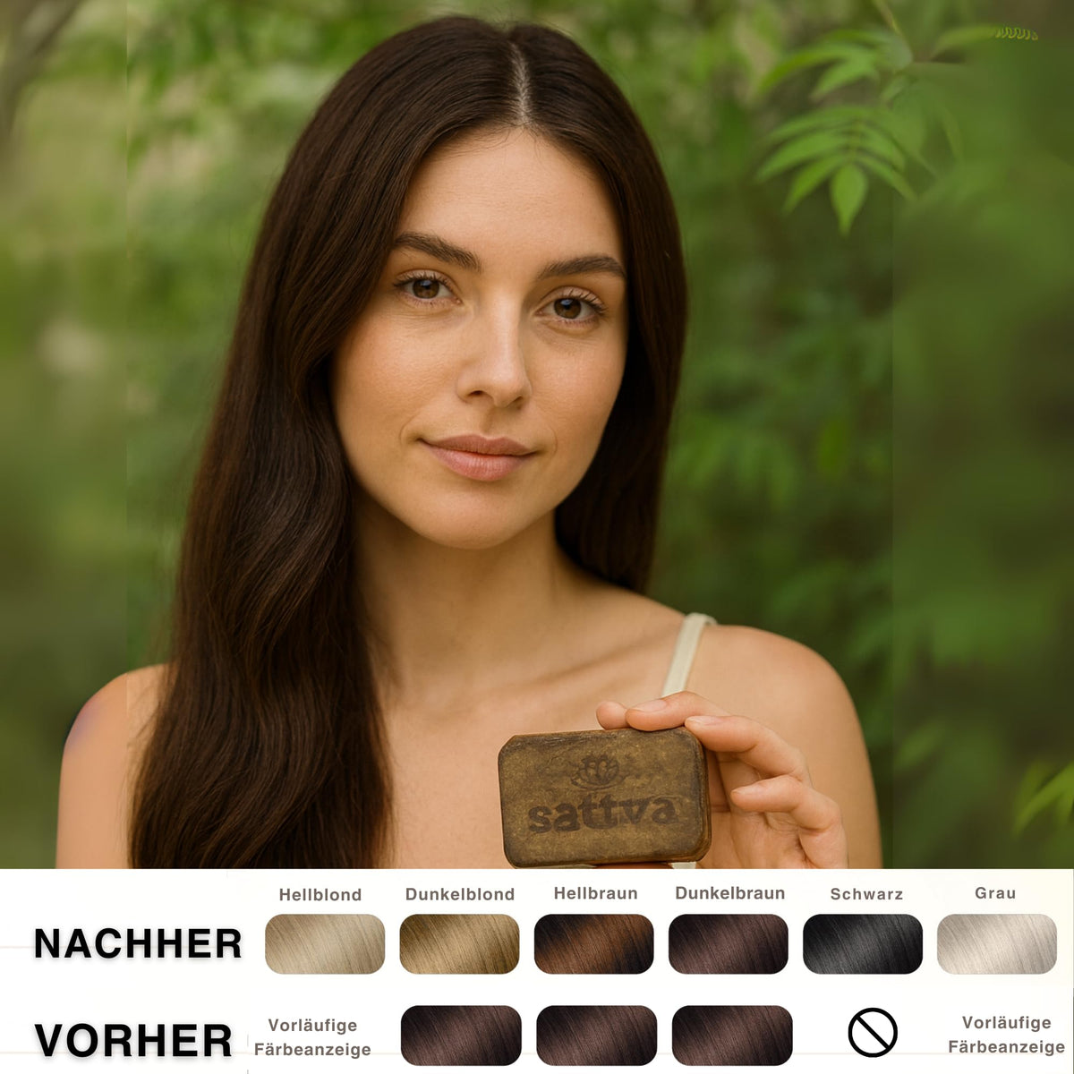 Sattva Ayurveda - Natural Dark Brown Henna Block Hair Colour - Organic, Ammonia Free, Paraben Preservative Silicone Artificial Colour Free - 3 Blocks of 80g