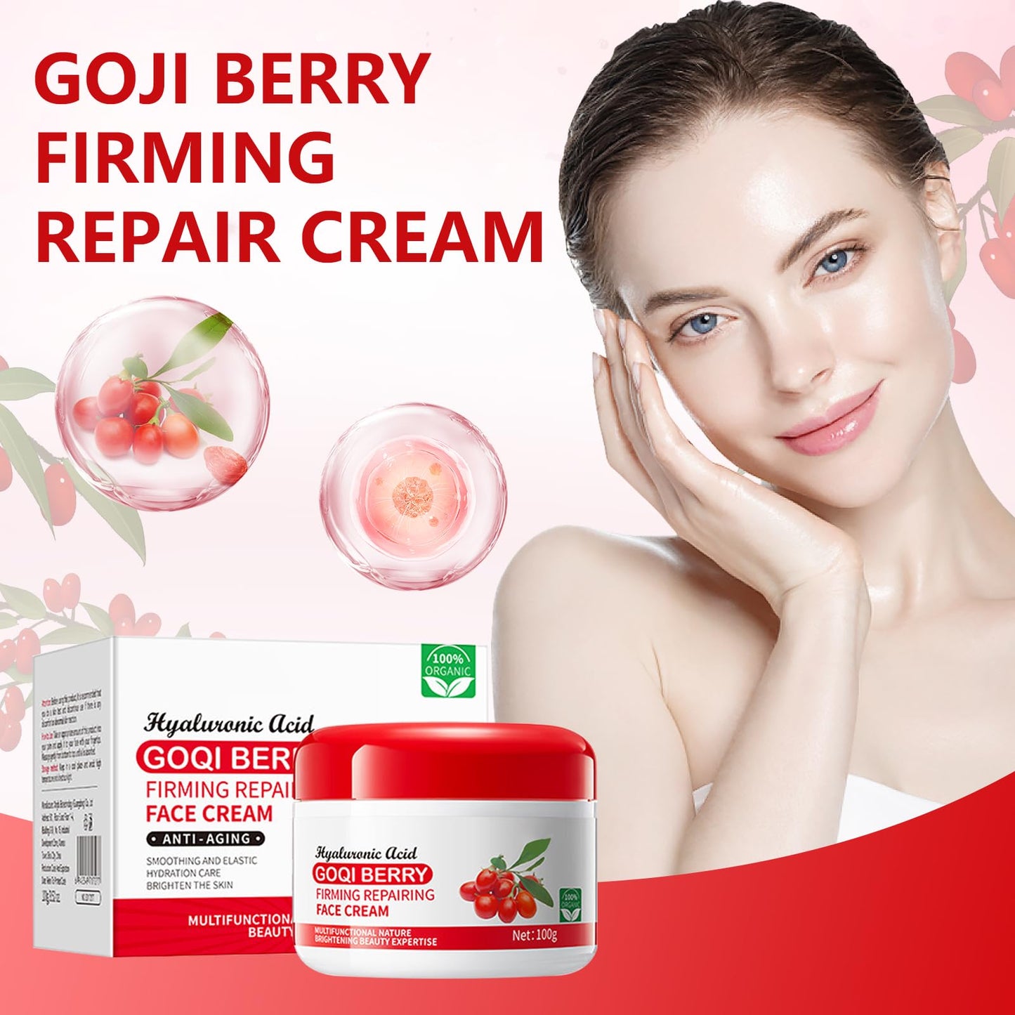 Ninnyi 2PCS Goji Berry Facial Cream for Ladies, Moisturizers Berry Facial Cream for Women