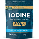 Iodine Tablets 500mcg | High Strength Iodine Supplement | 365 Vegan Tablets | by Carlyle