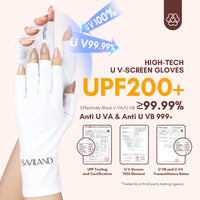Saviland UV Gloves for Gel Nails - UPF200+ Professional UV Protection Gloves for gel Manicures, Anti UVA & UVB 999+ UV Nail Gloves for gel Nail Lamp Skin Care Fingerless Gloves Protect Hands (White)