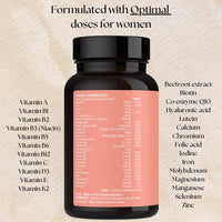 Women’s Multivitamins & Minerals with Hyaluronic Acid & Biotin | 26 Essential Vitamins, Minerals & Botanicals | Optimal doses | Vegan & Gluten Free | No Synthetic fillers | 60 Caps | Her Essentials