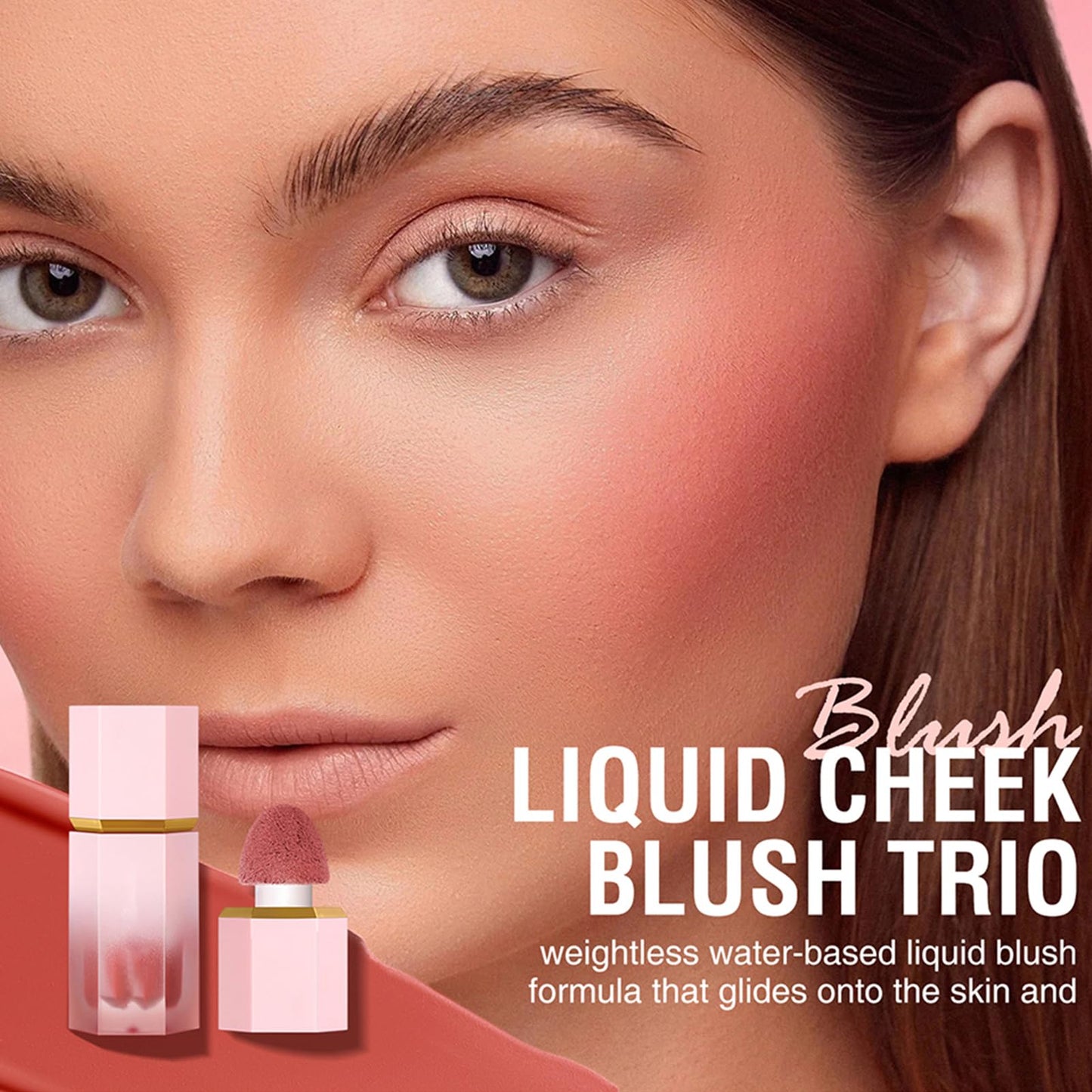 KTouler 3 Pcs Blush Stick Blush Makeup,Lightweight, Cream Blush Long Lasting Moisturizing,Liquid Blush Beauty Wand for Women(#101,#103,#107)