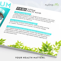 Folic Acid Tablets 400 mcg - 400 Vegan Vitamin B9 Tablets - 13 Month Supply - Pregnancy Care - Normal Function of Immune System & Maternal Tissue Growth During Pregnancy - Made in The UK by Nutravita