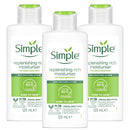 3 x 125mL | Simple Kind To Skin Replenishing Rich Moisturiser 125ml | 12 Hrs Moisturisation | For All Skin Types | 3 Pack