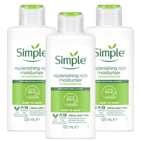 3 x 125mL | Simple Kind To Skin Replenishing Rich Moisturiser 125ml | 12 Hrs Moisturisation | For All Skin Types | 3 Pack