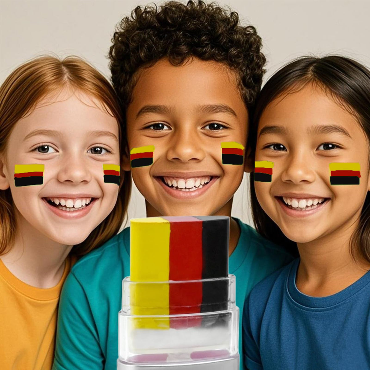 NoraGlaze 3 Color Flag Face Paint Stick – Waterproof Sweatproof Patriotic Crayons – Twist-Up Face Painting Stick for Football Fans National Events Easy Apply Skin Safe Long Lasting Colors