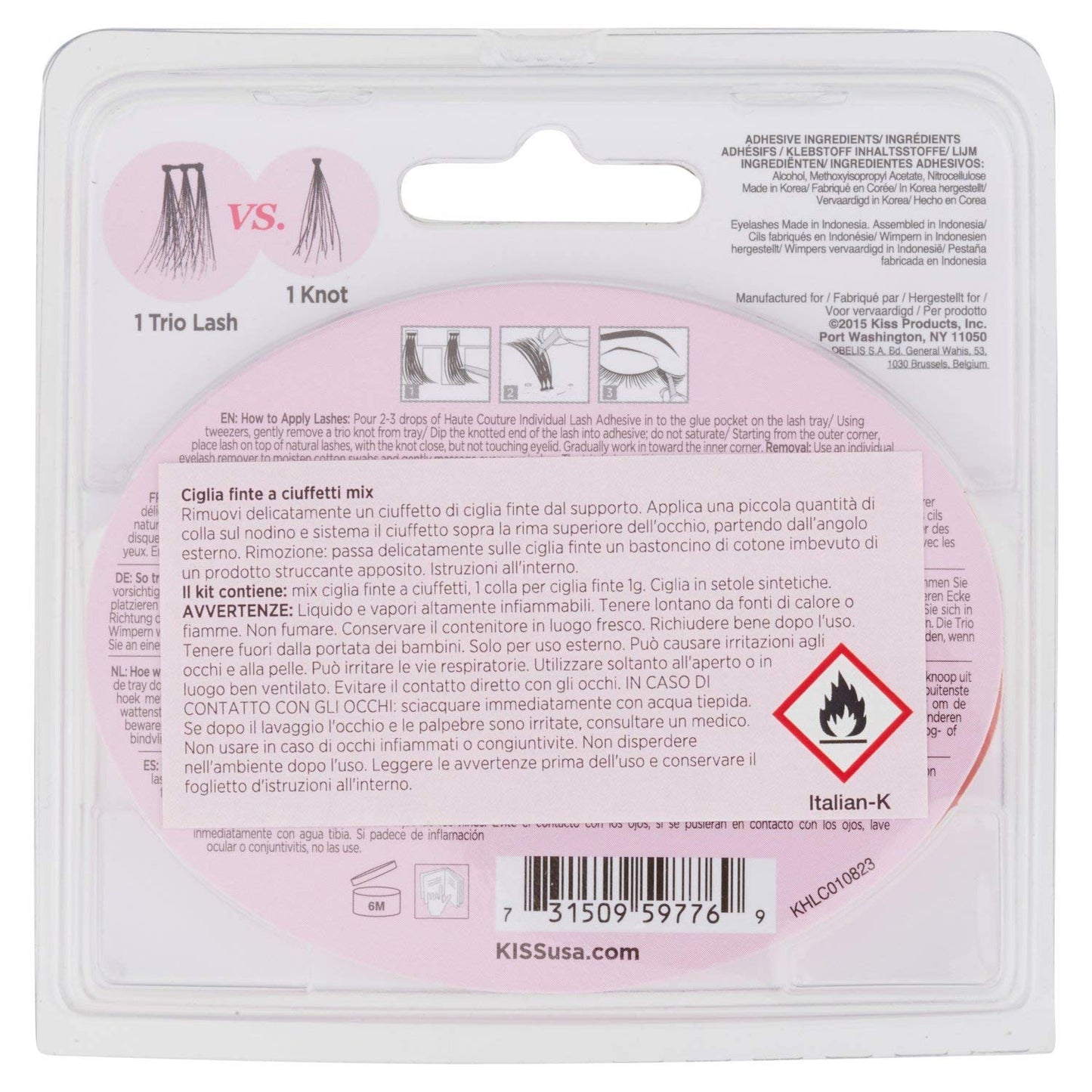 KISS Haute Couture Collection 30 Trio Lashes in Various Lengths, Short Combo, Natural Premium Fake Eyelashes includes Lash Glue