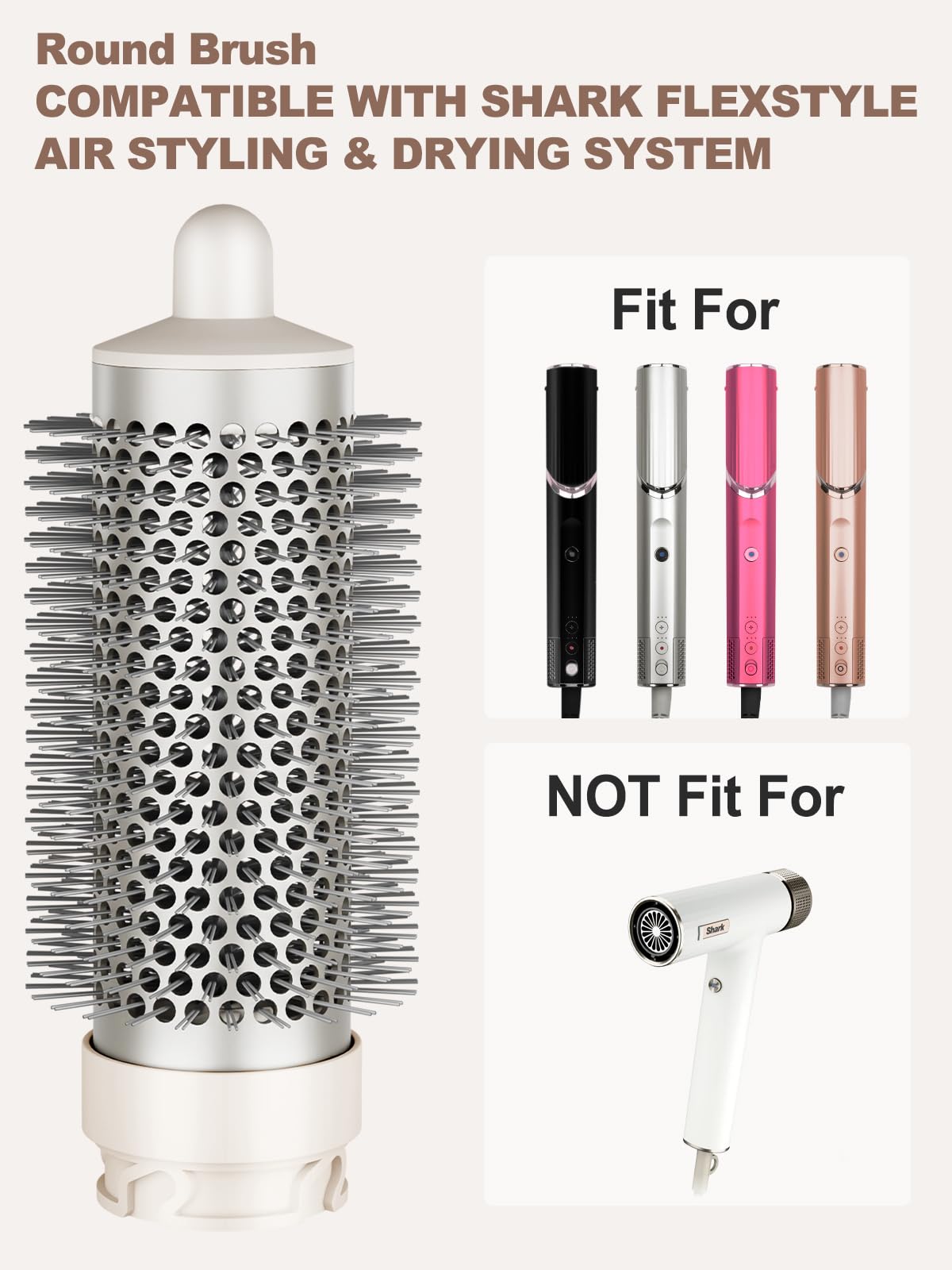 YTCHYYSK Round Volumizing Brush Attachment Compatible With Shark FlexStyle Blow Dryers Accessories, Oval Round Brush for Straight, Wavy, Curly, and Coily Hair