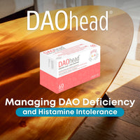 DR Healthcare - DAOhead - DAO Enzyme - Vitamins B6, B9, B12 and Caffeine - Support for Dietary Histamine Balance - 60 Capsules with Gastro-Resistant DAO Mini Tablets