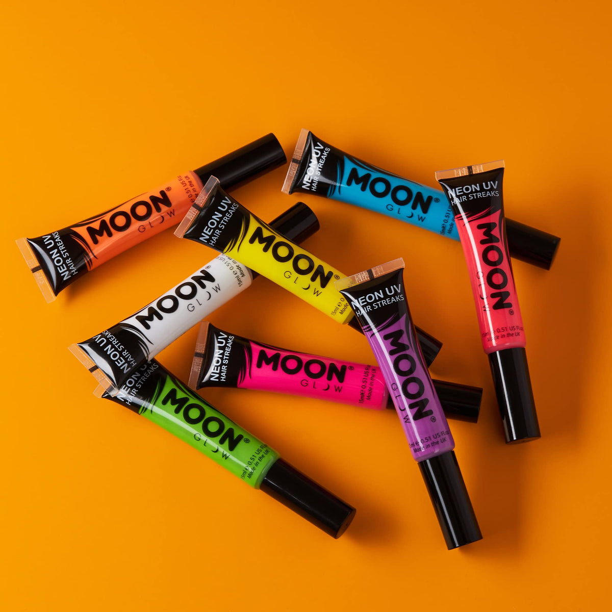 Moon Glow Neon UV Hair Colour Streaks | White | Hair Mascara - Temporary Wash out Hair Dye | Bright Neon Colour, Glows under UV Lighting