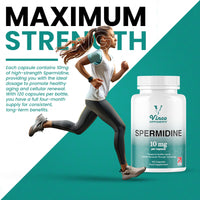 Vinco Supplements Vinco Spermidine Supplement - 10mg x 120 High Strength Spermidine Capsules - 99% Purity - Supports Healthy Ageing & Longevity - Non GMO & Gluten Free - Made in The UK