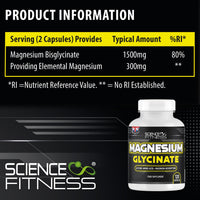 SCIENCE FITNESS Magnesium Glycinate Supplement,120 Capsules of Magnesium Bisglycinate, Maximum Absorption,1500mg per Serving, Made in The UK-Science Fitness