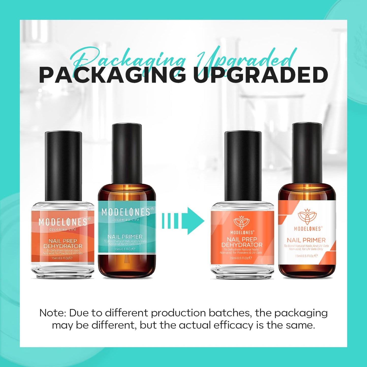 Modelones Professional Gel Nail Polish Primer, 2Pcs 15ml Acid Free Natural Nail Prep Dehydrate, Air Dry Superior Bonding Primer for Acrylic Powder Supplies Set