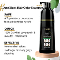 Dexe Black Hair Shampoo 400 ML Instant Hair Darkening Dye for Men Women Black Color - Easy to Use - Lasts 30 Days - Fast Acting Natural Ingredients