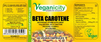 Veganicity Beta Carotene 15mg : Vitamin A Supplement : 30 Capsules
