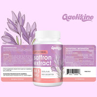 Gaelikine Liposomal Saffron Supplements 88.5 mg, 100% Pure Saffron Extract Capsules, Premium Saffron for Mood, Focus, Vision & Energy, Weight and Appetite, High Absorption, 120 Capsules