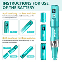 Lazzybeauty Dr.pen Microneedling, Professional Microneedling Pen A6S, Electric Wireless Micro Derma Machine with 12Pcs 16 Pin & 10Pcs 36 Pin Replacement Cartridges Needles, Skin Care Kit for Face and Body
