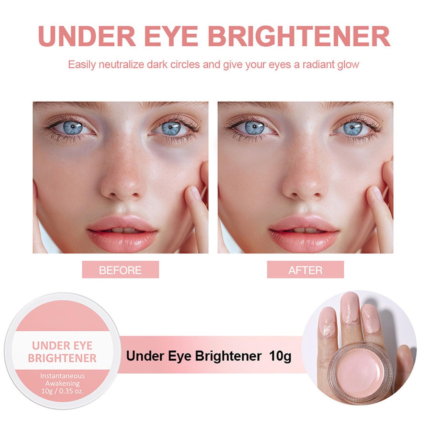 SALROAL Under Eye Brightener,Eye Concealer Instant-Anti Aging Eraser,Colour-Matching Corrector Eye Brightener Highlighter Primer for Dark Circles,Blemish Concealer,Korean Makeup