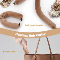WALLFID 3Pcs Overnight No Heat Hair Curls,with Square Head Scarf for Women,Jumbo Flexi Rods for Long Hair,Heatless Curling Set for Hair Wrapping and Sleeping at Night (Bonnet,Champagne)