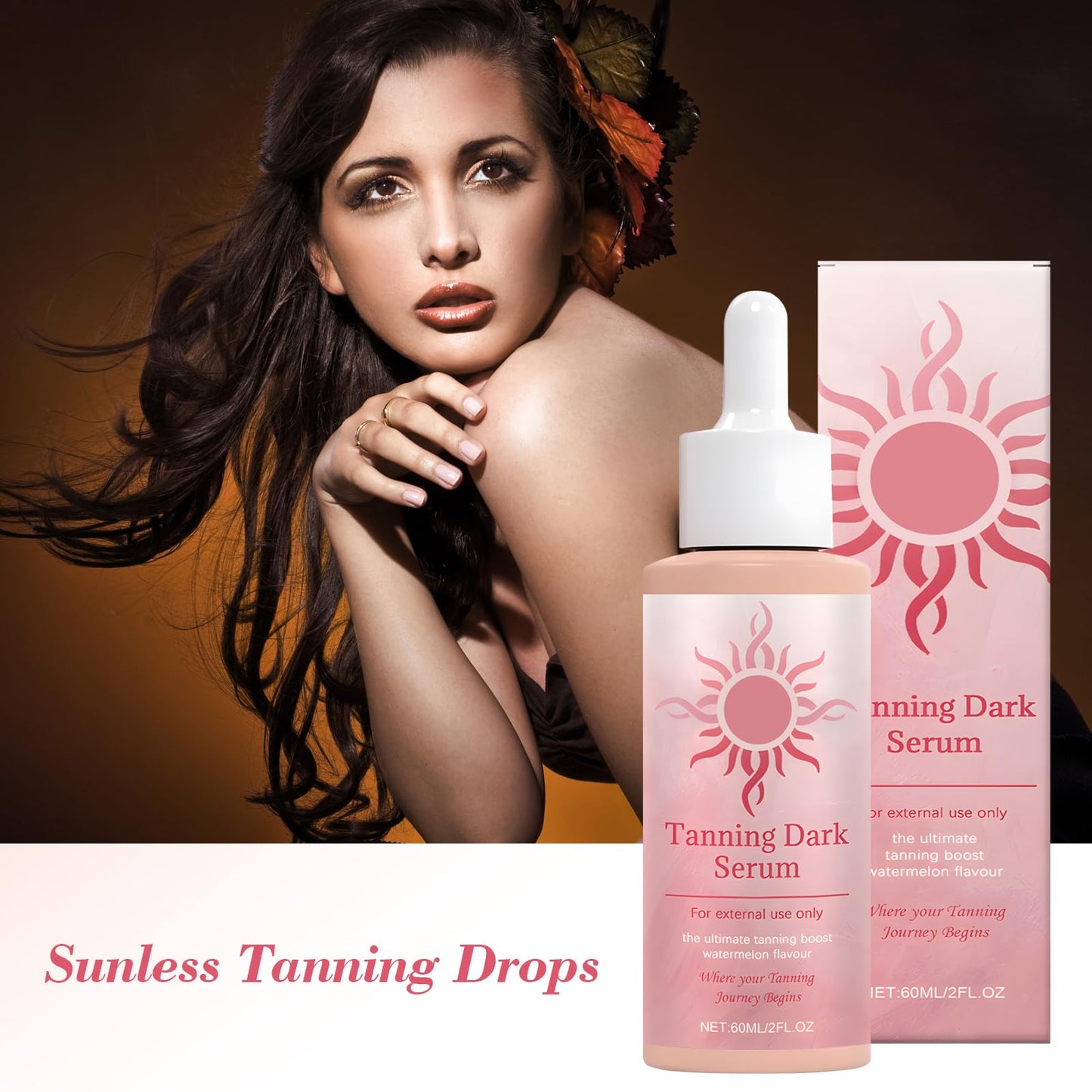 Sunless Tanning Drops 60 ml, Promotes Skin Health and Pigmentation, Natural Ingredients, Moisturizing Skin, Makes Skin Smooth and Elastic, for Face and Body