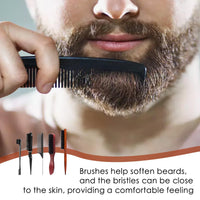 BPTZYLN 5 Pcs Slick Back Hair Brush Set - Smoothing Boar Bristle Brush for Hair and Beard - Backcombing and Sleek Styling