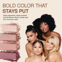 Palladio Eyeshadow Quads, Velvety Pigmented Blendable Matte, Metallic & Shimmer Finishes, Creamy Formula, Four Way Quad Eye Shadow Palette, Talc-Free (Party Rocker)