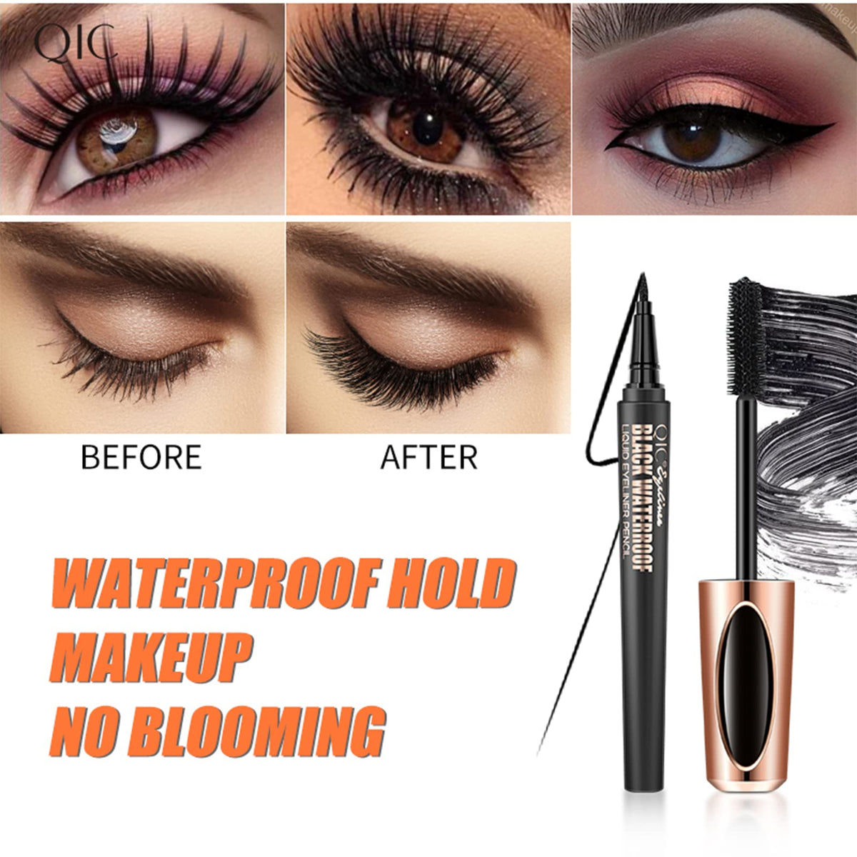 SPORTEON 4D Silk Fiber Mascara Waterproof, Luxuriously Longer, Thicker, Voluminous Eyelashes, Long-Lasting