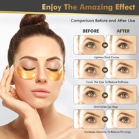 Lanboo Under Eye Gel Patches, 20 Pairs - Golden Eye Mask with Amino Acid & Collagen, Cooling Eye Care for Wrinkles, Puffy Eyes & Dark Circles, Skincare Treatment for Men & Women, USA Tested