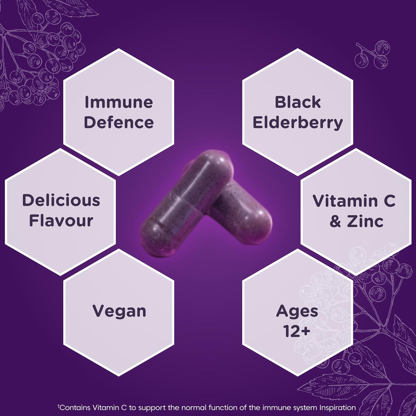 Sambucol Natural Black Elderberry Immuno Forte Capsules | Vitamin C | Zinc | Immune Support Supplement| 30 Capsules