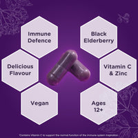 Sambucol Natural Black Elderberry Immuno Forte Capsules | Vitamin C | Zinc | Immune Support Supplement| 30 Capsules