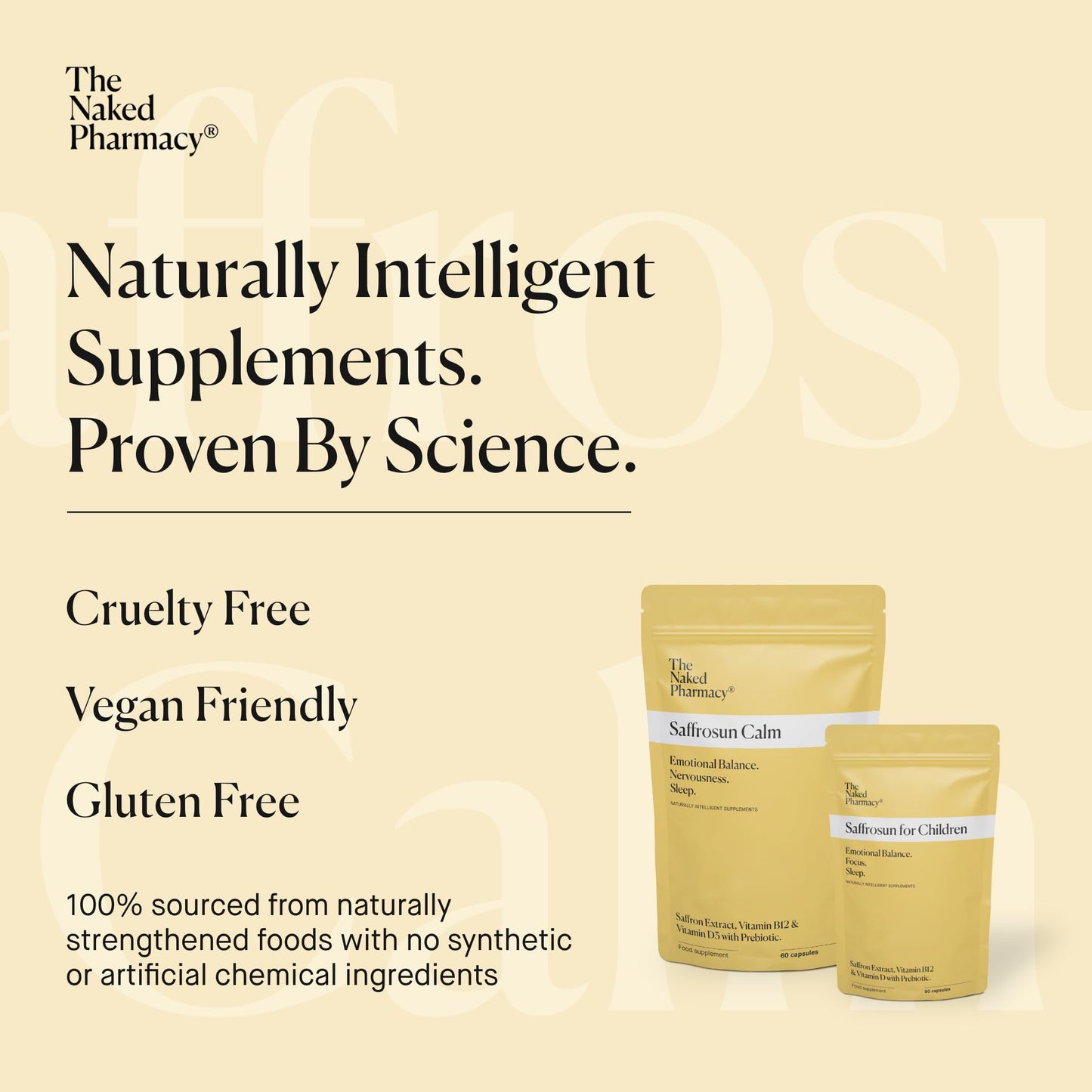 The Naked Pharmacy | Saffrosun Family Bundle | Natural Saffron Supplements for Children & Adults | Vitamin B12 | High Strength | Emotional Balance & Fatigue | No Additives | Vegan | 120 Capsules