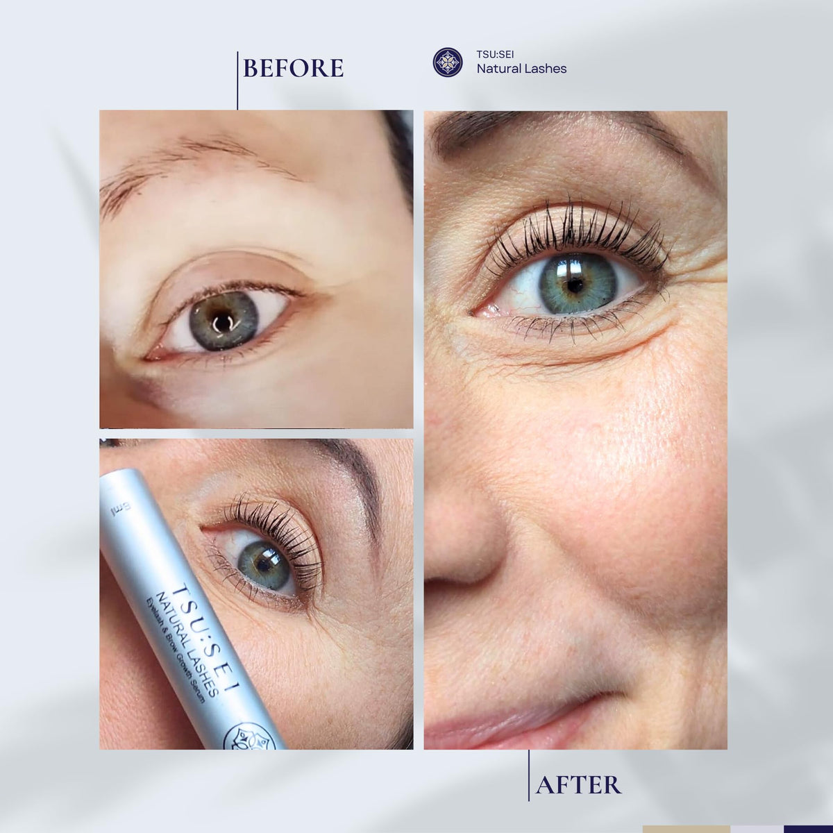 TSU:SEI Health and Beauty TSU:SEI Natural Lashes Eyelash Growth Serum for Longer, Fuller, Thicker Lashes | XL 6ml – 6 Months Supply | Lash Serum with Biotin & Peptides for Growth and Thickness | Prostaglandin-Free Lash Serum