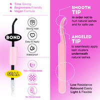 Pawotence Eyelash Extension Kit Cluster Lashes Individual Cluster 9-16mm Lash Extension Kit with Lash Bond and Seal, Lash Tweezers for Self Use,280pcs Individual Eyelashes Kit (30D-40D KIT)
