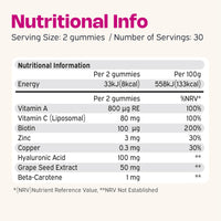 Nutriburst - Radiance Renew Gummies - Biotin (50µg) Hyaluronic Acid (100mg) + Vitamin C (80mg) - Support Natural Collagen Production, Healthy Hair, Nails & Bones - 60 Gummies 1 Month Supply