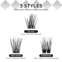 LASHVIEW Cluster Lashes,DIY Eyelash Extension 3D Extended Natural Look Reusable Glue Bonded Black Super Thin Band 24 Lash Clusters(0.07 12mm Black Band-CRISS CROSS)