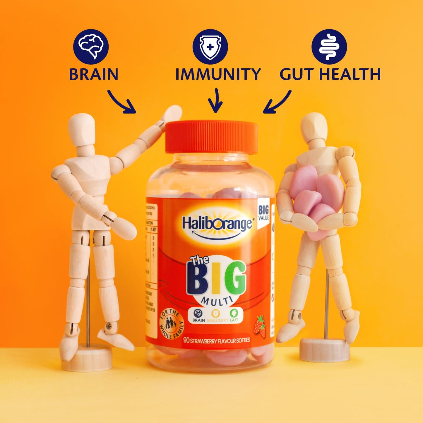 Haliborange Big Multivitamin | Vitamin A | Vitamin D | Calcium | Strawberry | 90