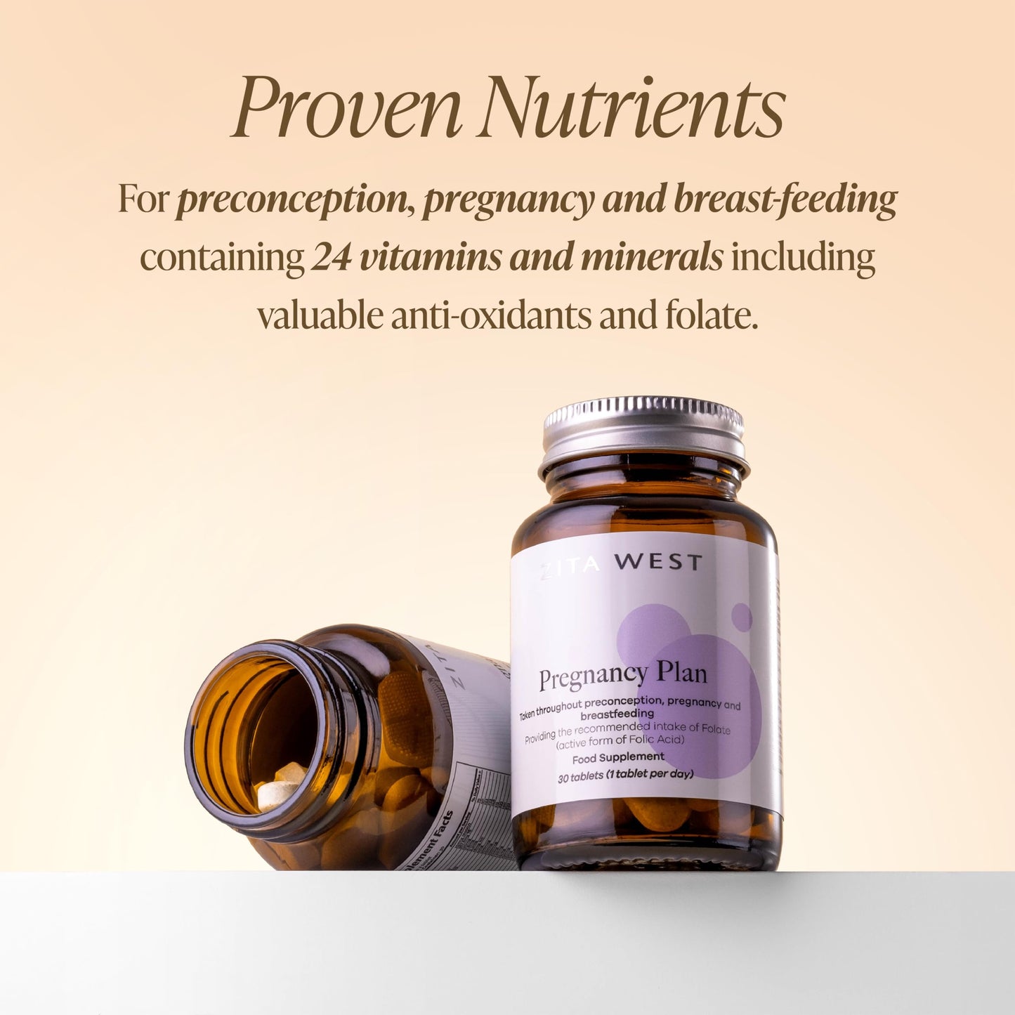 Zita West Pregnancy Plan Conception Vitamins - Preconception, Pregnancy & Breastfeeding Multivitamin - including Folate - 30 Tablets (1 Month Supply)