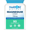 Health4All Magnesium Citrate 750mg 90 Capsules, High Strength 225mg Elemental Mg