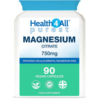 Health4All Magnesium Citrate 750mg 90 Capsules, High Strength 225mg Elemental Mg
