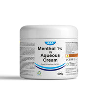 TriOn Pharma Aqueous Cream with Menthol 1% - 500g | Cooling Emollient for Softening & Soothing Skin | External Skin Cleansing Agent