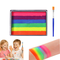 Rainbow Face Paint- Water Activated Painting with 6 Vibrant Colors, Quick Drying and Easy Wash Off, Safe Non-Toxic Formula, With Built-in Brush for Portable Use (2#)