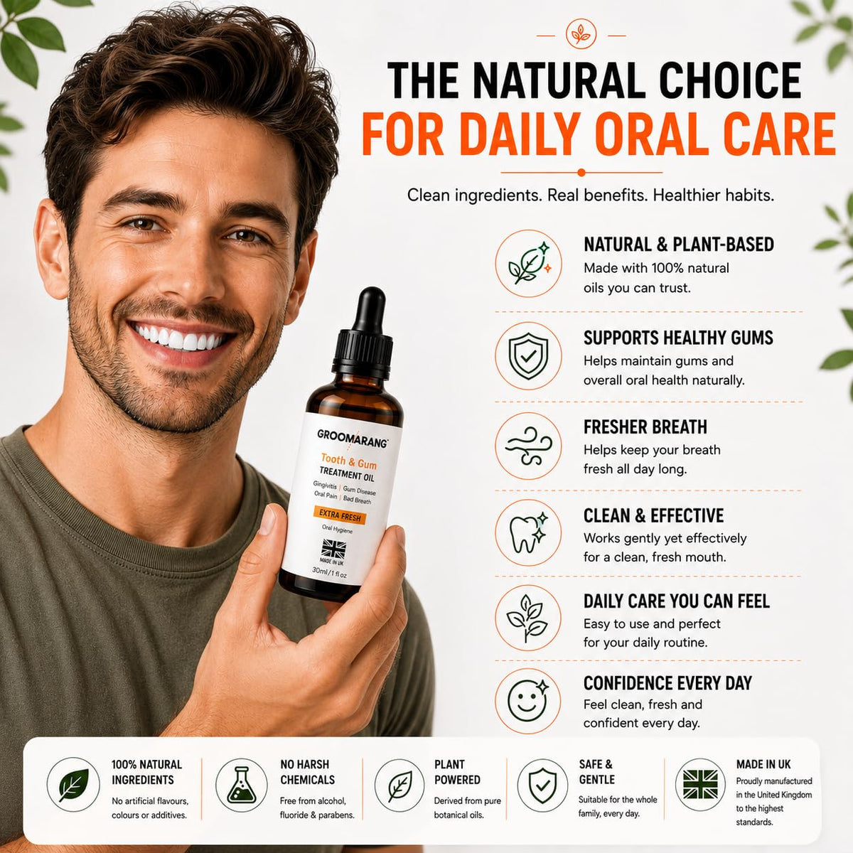 groomarang Groomarang Gum Disease Treatment Oil for Gingivitis, Bad Breath & Oral Pain - Made from 100% Pure Botanical Oils (Extra Strength) Convenient Dropper Bottle for Accurate Dispensing 30ml