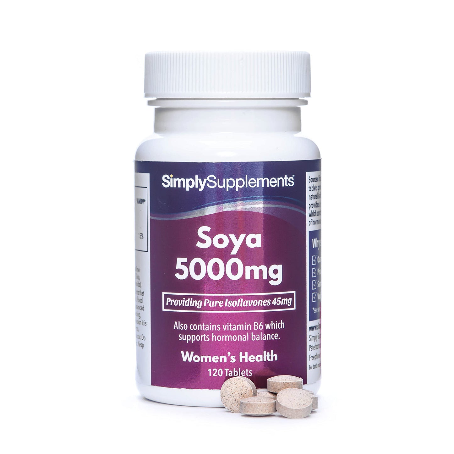 SOYA Isoflavones 5000mg | Now with Added Vitamin B6 for Hormonal Balance | Potent One-a-Day Formula | 120 Tablets = 4 Month Supply | Manufactured in The UK